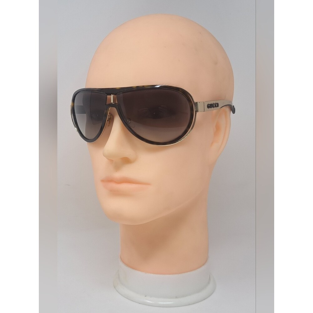 Gucci Vintage Sunglasses Y2K 90s Wrap Havana Gold Gradient GG1566/S 66-09-120